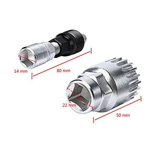 Oumers Bike Crank Extractor/Arm Remover and Bottom Bracket Remover with 16mm Spanner/Wrench. Professional Bicycle Repair Tool Kit