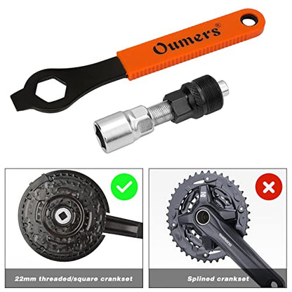 Oumers Bike Crank Extractor/Arm Remover and Bottom Bracket Remover with 16mm Spanner/Wrench. Professional Bicycle Repair Tool Kit