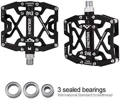 Mountain Bike Pedals, Ultra Strong Colorful CNC Machined 9/16" Cycling Sealed 3 Bearing Pedals