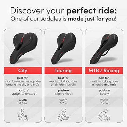 Wittkop Bike Seat I Bicycle Seat for Men and Women, Waterproof Bike Saddle with Innovative 5-Zone-Concept I Exercise Bike Seat for BMX, MTB & Road