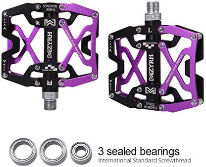 Mountain Bike Pedals, Ultra Strong Colorful CNC Machined 9/16" Cycling Sealed 3 Bearing Pedals