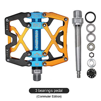 Mountain Bike Pedals, Ultra Strong Colorful CNC Machined 9/16" Cycling Sealed 3 Bearing Pedals