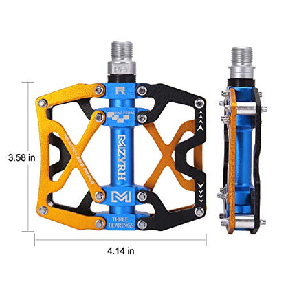 Mountain Bike Pedals, Ultra Strong Colorful CNC Machined 9/16" Cycling Sealed 3 Bearing Pedals