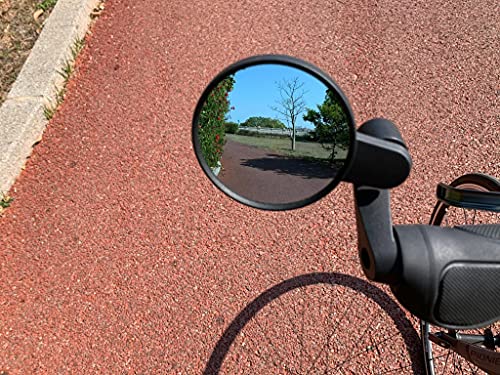 MEACHOW 2022 New Bar End Bike Mirror, 80mm Crystal UHD Automotive Grade Glass Lens E-Bike Mirrors, Scratch Resistant, Safe Rearview Mirrors, (Blue Left Side) ME-021LB