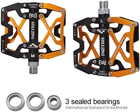 Mountain Bike Pedals, Ultra Strong Colorful CNC Machined 9/16" Cycling Sealed 3 Bearing Pedals