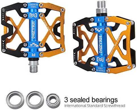 Mountain Bike Pedals, Ultra Strong Colorful CNC Machined 9/16" Cycling Sealed 3 Bearing Pedals