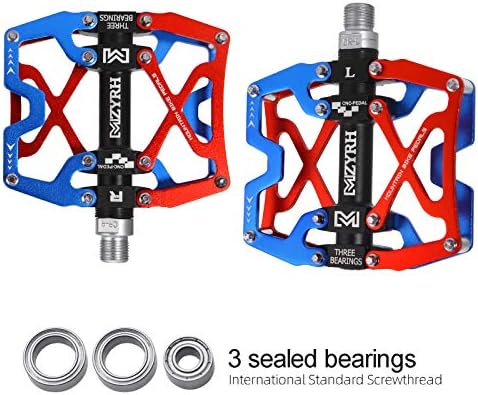 Mountain Bike Pedals, Ultra Strong Colorful CNC Machined 9/16" Cycling Sealed 3 Bearing Pedals