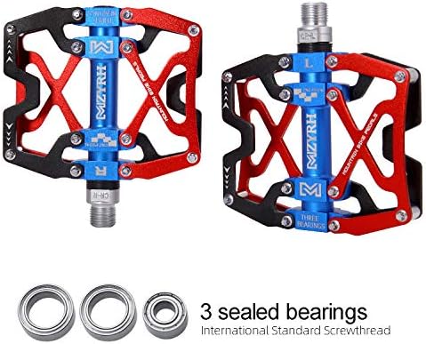 Mountain Bike Pedals, Ultra Strong Colorful CNC Machined 9/16" Cycling Sealed 3 Bearing Pedals