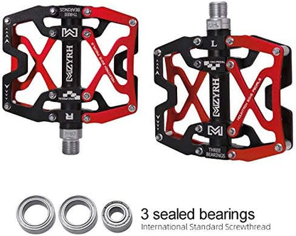 Mountain Bike Pedals, Ultra Strong Colorful CNC Machined 9/16" Cycling Sealed 3 Bearing Pedals